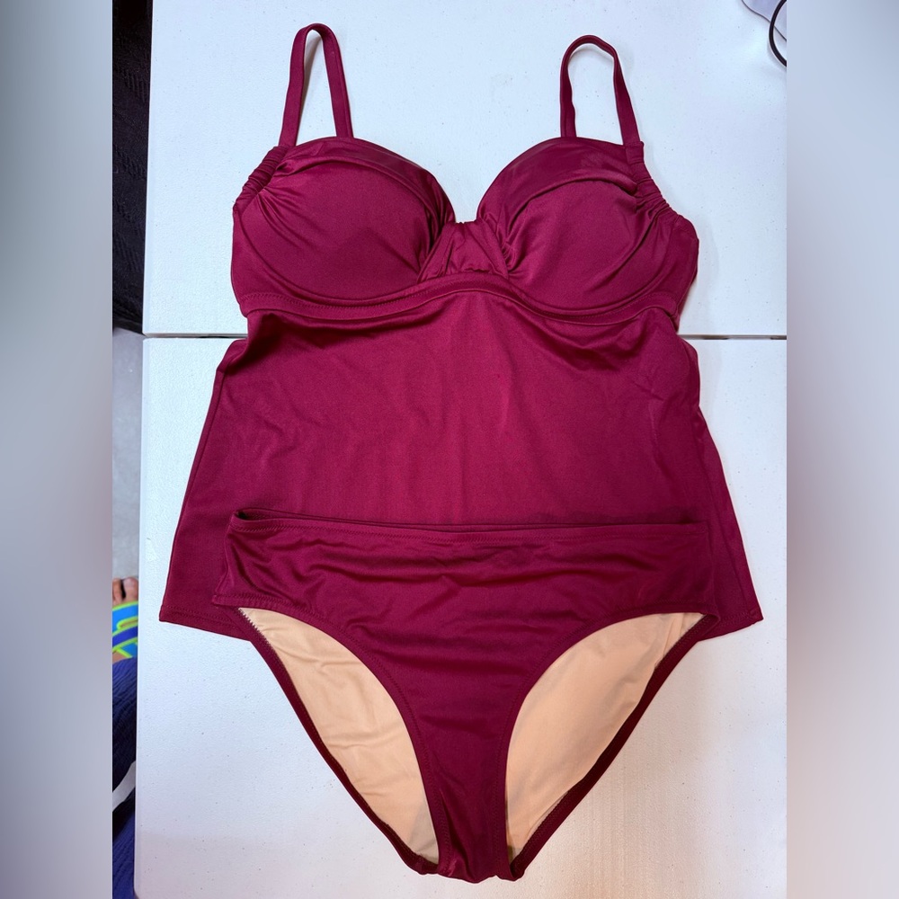 J. Crew Burgundy Tankini top and bottom set